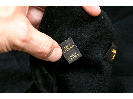 Loro Piana Beautiful Black Cashmere And Suede Edged Throw