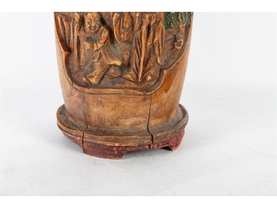 Carved Asian Bamboo Brush Vase