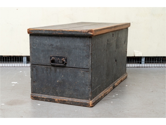 19th Century Blanket Chest With Blue Paint