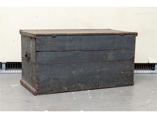 19th Century Blanket Chest With Blue Paint