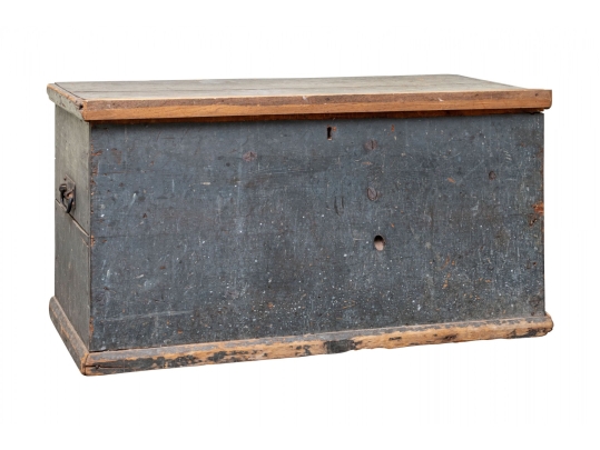 19th Century Blanket Chest With Blue Paint