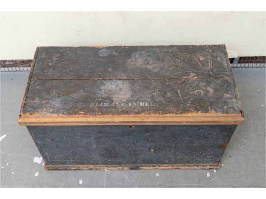 19th Century Blanket Chest With Blue Paint