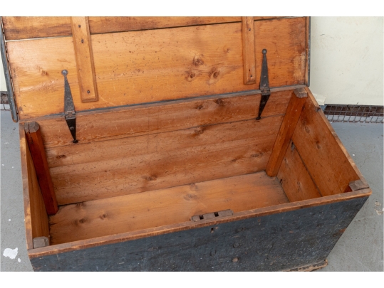 19th Century Blanket Chest With Blue Paint