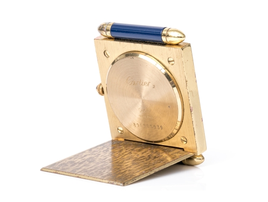 Cartier Vintage Quadrant Obus Blue Composite Deco Style Travel Clock