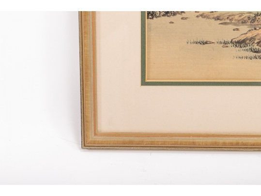 Signed Chinese Brush & Ink On Silk Landscape 