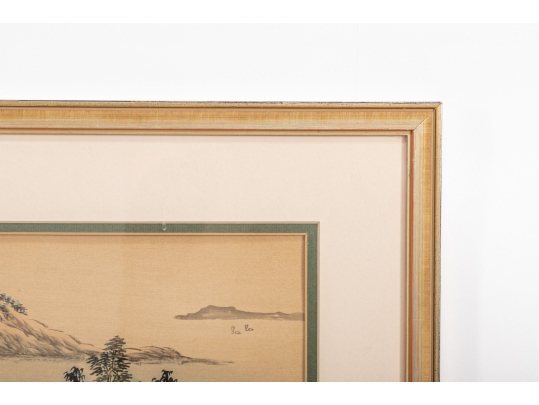 Signed Chinese Brush & Ink On Silk Landscape 