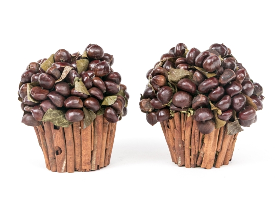 Pair Of Preserve Chestnut Topiaries