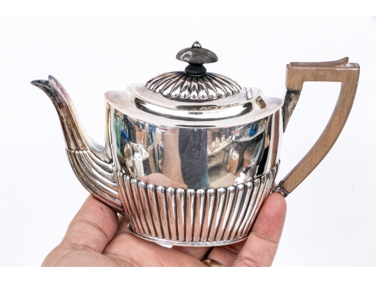 Fine Antique English Silveplate Three Piece Single Serve Tea Set