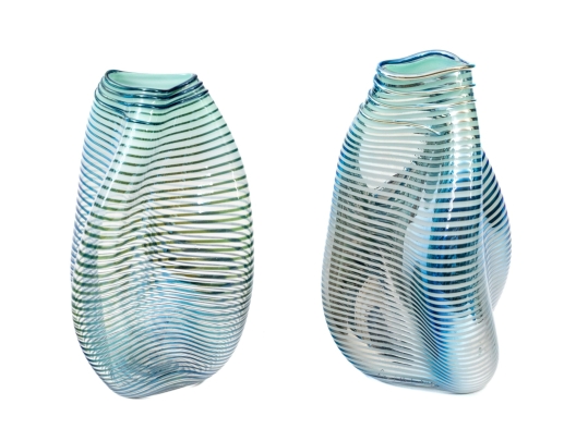 Daniel Read (American [RI], 20th C.) Pair Of Signed Art Glass Vases