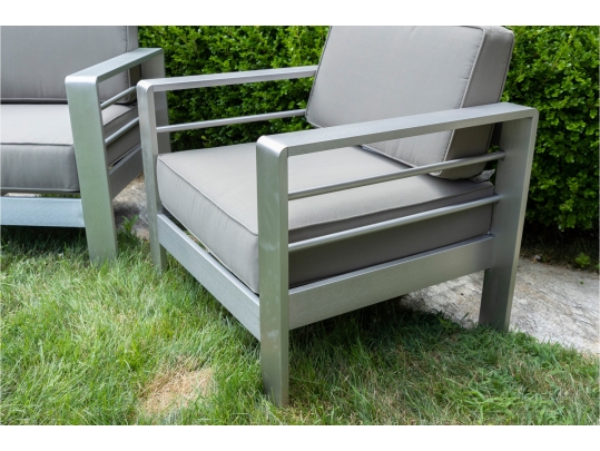 Indoor Outdoor Club Chairs With A Chic Silver Finish 