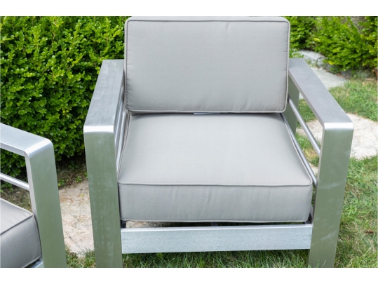 Indoor Outdoor Club Chairs With A Chic Silver Finish 