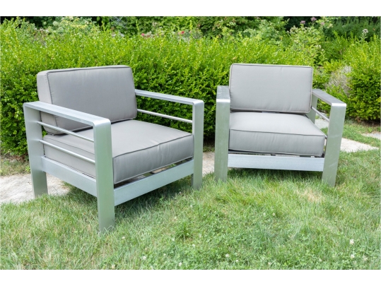 Indoor Outdoor Club Chairs With A Chic Silver Finish 