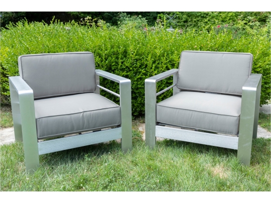 Indoor Outdoor Club Chairs With A Chic Silver Finish 