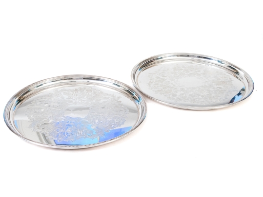 Pair Of Towle Silver Plated Serving Trays