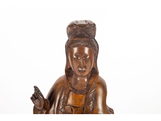 Chinese Carved Wood Guanyin Figure