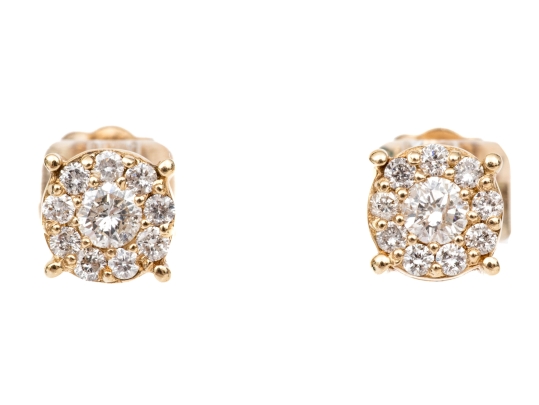 Effy 14k Yellow Gold Pretty Diamond Cluster Earrings, App. 0.50 TCW