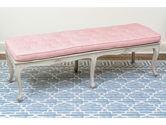 Elegantly Carved Upholstered Window Or Bed End Bench