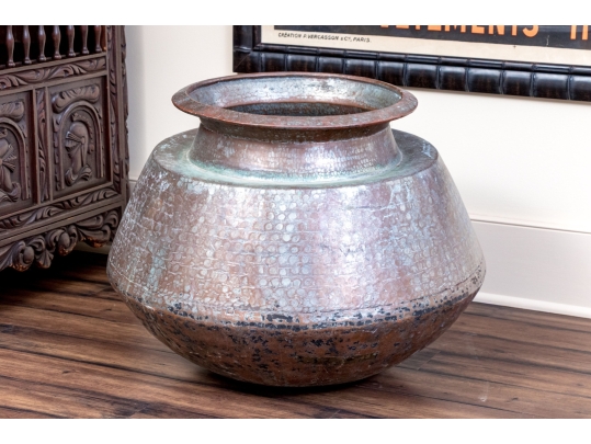 Oversized Solid Copper Jardiniere