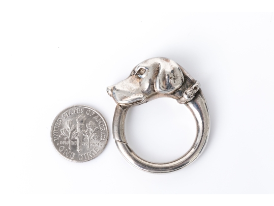 Tiffany & Co. Sterling Silver Beautiful Hound Ouroboros Key Ring, With Felt
