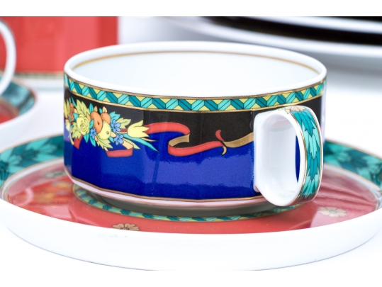 Seventeen Piece Set Of Versace Le Roy Soleil China Serving Wares