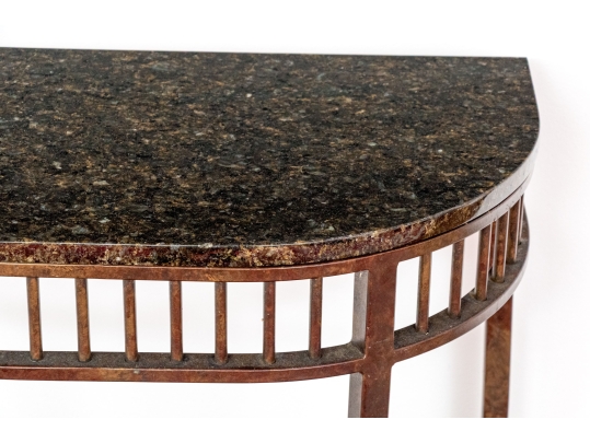 Pair Of Marble Top Iron Framed Consoles