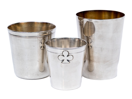 Three Silverplate Tumblers: Asprey, Christofle & Dior