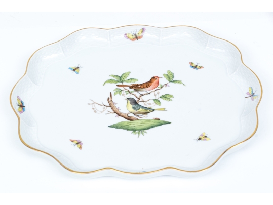 Herend Hungary Hand-Painted Porcelain Dessert Plate,  Rothschild Bird (RO) Pattern