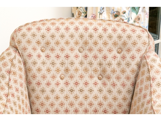 Upholstered Tub Back Armchair With Faux Bamboo Frame