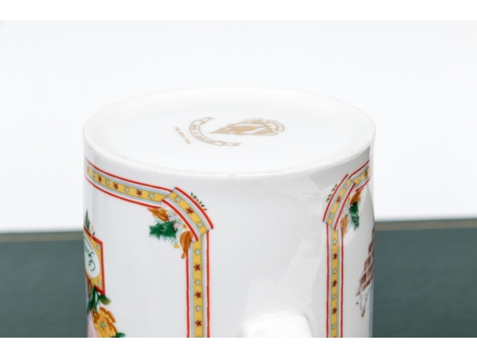 Gucci Vintage Set Of Six Bone China Christmas Themed Mugs, Boxed