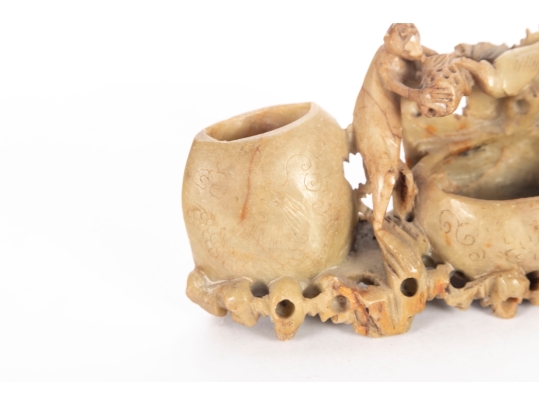 Antique Chinese Carved Soapstone Display