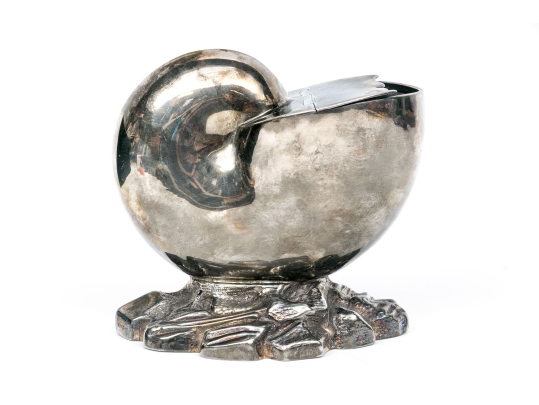 Antique English Victorian Silverplate Nautilus Spoon Warmer 