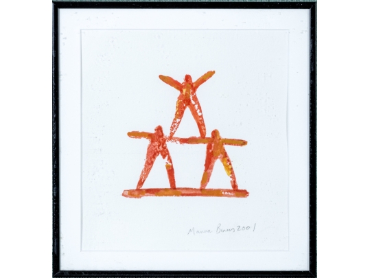 Signed Manna Binns Painting On Paper, Figural, 2001