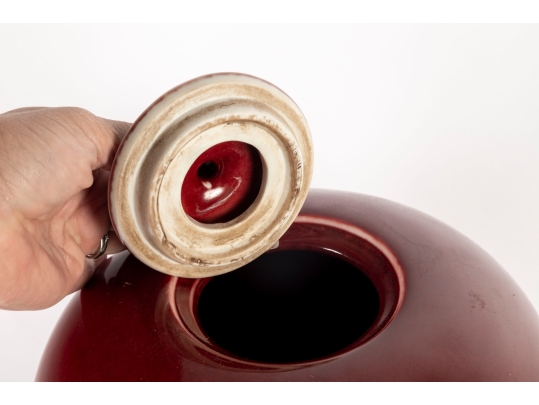 Oxblood Style Glazed Porcelain Melon Jar