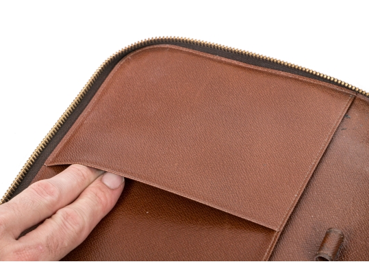 Louis Vuitton Brown Monogram Small Leather Zip Folio Pouch
