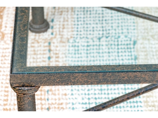 Giacometti Style Industrial Chic Glass Top Cocktail Table