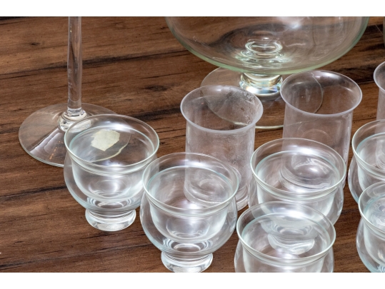 Collection Of Assorted Glassware Including Shrimp Cocktail Bowls And Cake Stand