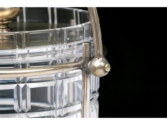 Antique Cut Crystal And Silverplate Biscuit Jar