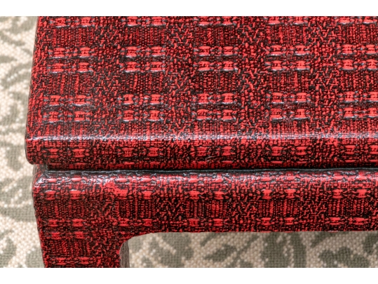 Chic Chinese Lacquered Woven Textural Cocktail Table