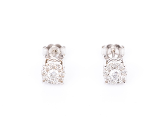 Effy 14k White Gold Lovely Diamond Cluster Earrings, App. 0.44 TCW