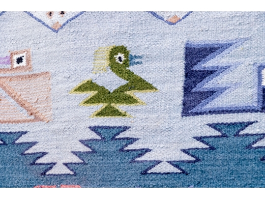 Fun Pictorial Animal Motif Hand-Knotted Wool Kilim, 5’-1/2” X 3’-10