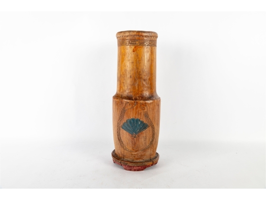 Carved Asian Bamboo Brush Vase