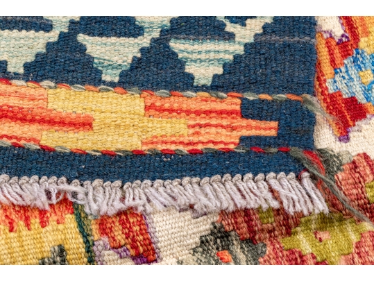 Hand Woven Wool Kilim Accent Carpet, 6'-9