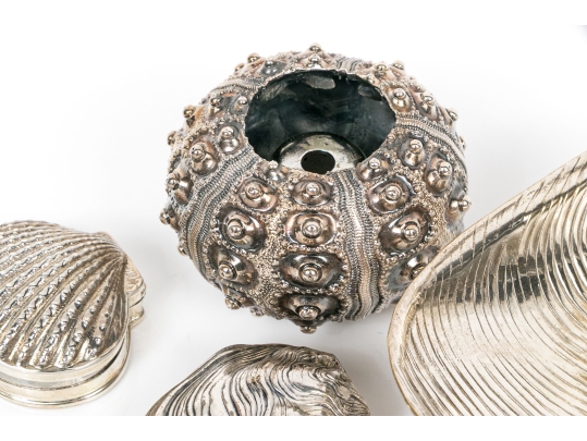 Collection Of Five Silver Sea Creature Motif Small Decorations 