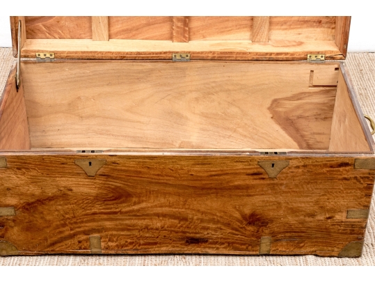 Antique Mahogany And Brass Trunk