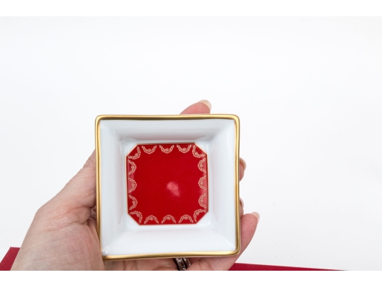 Cartier Pair Of Limoge Porcelain Trinket Trays, With Box