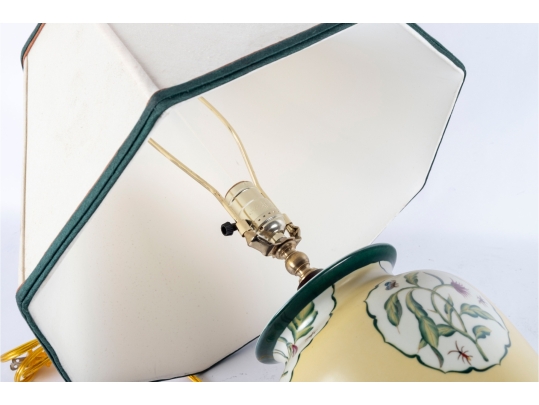 Decorative Porcelain Table Lamp With Floral Motif