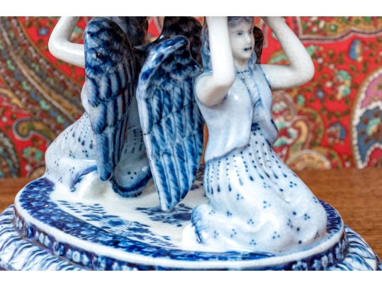Decorative Blue And White Porcelain Compote Centerpiece