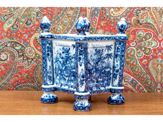 Decorative Blue And White Cachepot