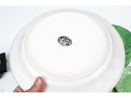 Fioriware Green Foliate Moulded Ceramic Plates