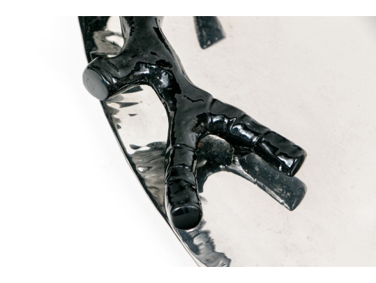 Michael Aram Stainless Platter With Black Enameled Coral 